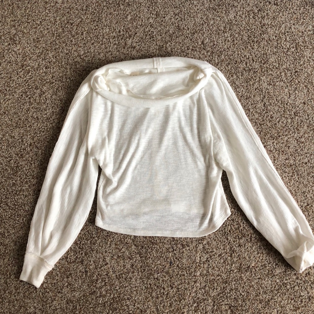 Free People Cream off the shoulder sweater